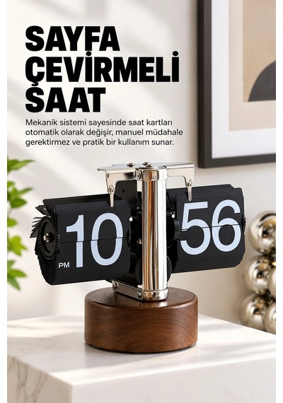Exenar - Koyu Kahverengi - Yaprak Masa Saati Otomatik Sayfa Çevirmeli Retro Mekanik Ahşap Tasarım Flip Clock Ofis Aksesuarı Exenar - Koyu Kahverengi - Yaprak Masa Saati Otomatik Sayfa Çevirmeli Retro Mekanik Ahşap Tasarım Flip Clock Ofis Aksesuarı