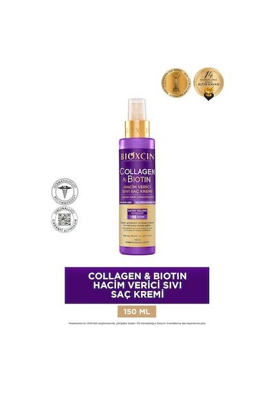 Bioxcin Collagen & Biotin Ekstra Hacim Sıvı Saç Kremi 150 ml - Kolajen Biotin İnce ve Seyrek Saçlar