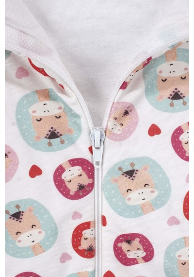 Bebegen Unisex Yeşil Biyeli Zürafa Desenli Uyku Tulumu Çok Renkli