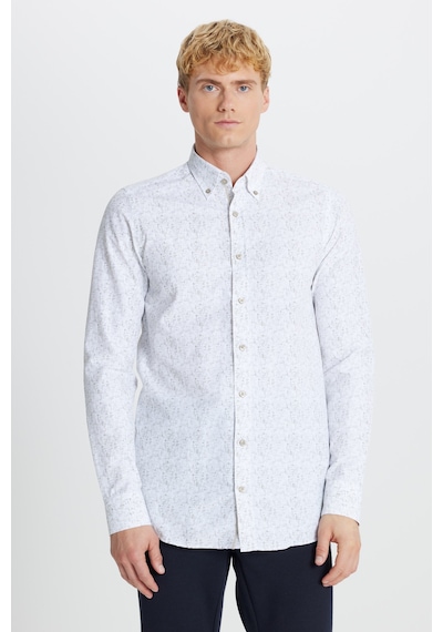 AC&Co / Altınyıldız Classics Erkek Beyaz Hakı Pamuklu Slim Fit Dar Kesim Düğmeli Yaka Baskılı Gömlek Beyaz Hakı AC&Co / Altınyıldız Classics Erkek Beyaz Hakı Pamuklu Slim Fit Dar Kesim Düğmeli Yaka Baskılı Gömlek Beyaz Hakı