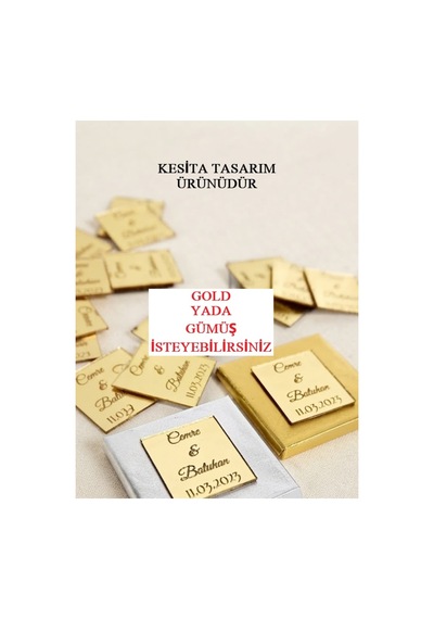 Kişiye Özel 50 Adet Kare Söz,nişan,nikah Çikolatası Üzerine Gold Gümüş Pleksi İsimlik