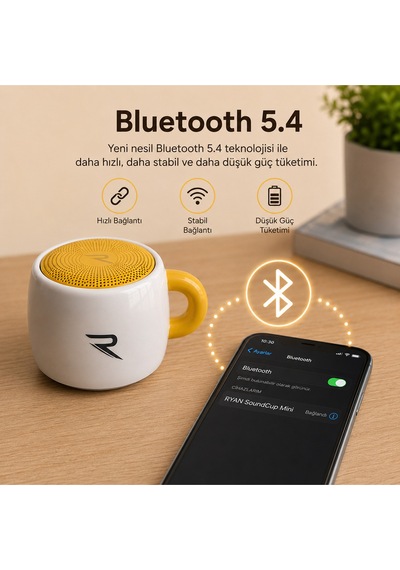 Kahve Kupa Tasarımlı Taşınabilir Hoparlör Mini Kablosuz Bluetooth Hoparlör Bluetooth 5.4 5w Güçlü Ses Soundcup Ry-sc01