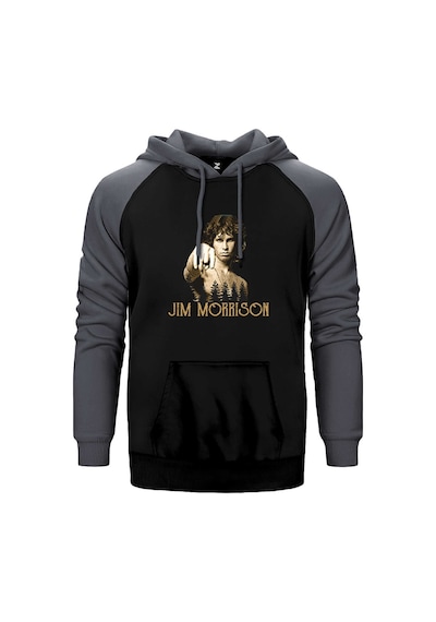 The Doors Jim Morrison Gri Renk Reglan Kol Kapşonlu Sweatshirt Gri