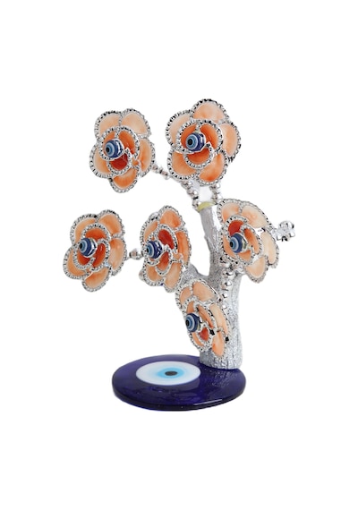 Feng Shui Nazar Boncuğu Çiçeği Hayat Ağacı Biblo Servet Çakra Şans Ağacı Mavi Göz Gül Ağacı 15 Cm. 00775188
