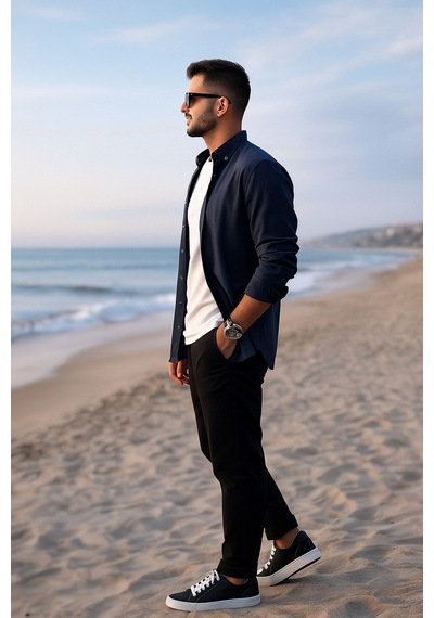 Luxıc Core Erkek Lacivert Klasik Slim Fit Uzun Kollu Pamuk Gömlek Şık Ofis & Günlük Kombin Luxıc Core Erkek Lacivert Klasik Slim Fit Uzun Kollu Pamuk Gömlek Şık Ofis & Günlük Kombin