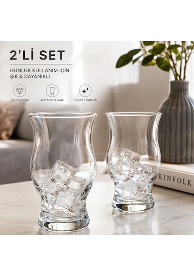 Meşrubat Bardağı Seti, Kristal Cam, 2 Adet Bulaşık Makinesine Uygun, Dayanıklı Yapı, Modern Tasarım, Kokteyl Ve Meyve Suyu, Şık Şeffaf Cam Çok Renkli