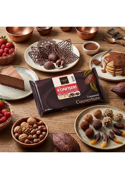 Callei Chocolate Sütlü Konfiseri Kokolin Blok 2,5 Kg Pasta, Tatlı Ve Çikolata Kaplamaları İçin Yoğun Sütlü Kokolin