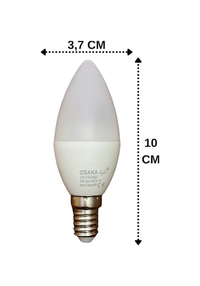 8 Adet Osaka 7w 50w Beyaz Işık 6500k E14 Duylu İnce Duy Led Mum Ampul