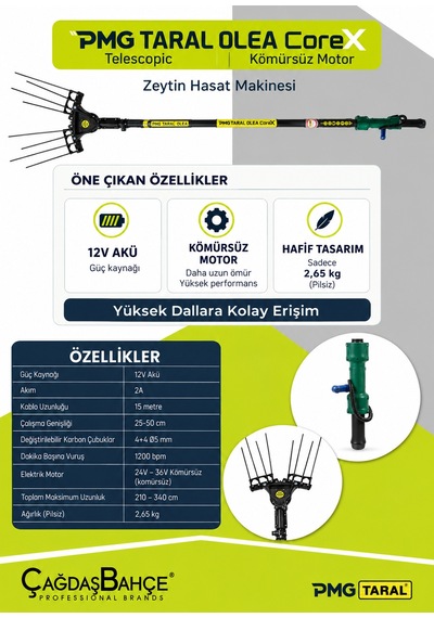 Taral Olea Core-x Teleskopik Zeytin Hasat Silkme Makinesi