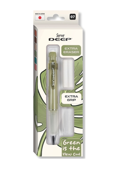 Serve Deep Versatil Kalem 07mm- Toprak Tonları - Yedekli Set Grip Ve Silgi Yaprak Yeşili Yaprak Yeşili