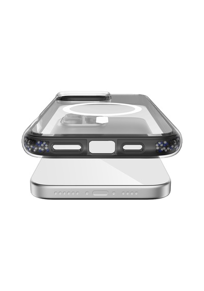 Apple iPhone 16 Pro Max Kılıf Magsafe Uyumlu Raptic Airjoy Serisi Boncuk Tasarımlı Şeffaf Kapak Siyah-gri