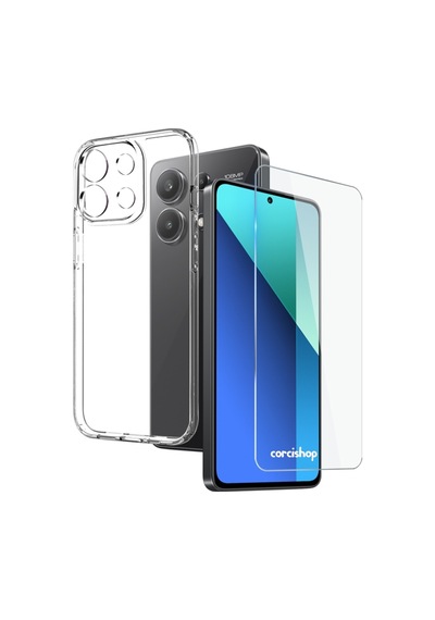 Xiaomi Redmi Note 13 4g Kılıf Yumuşak Şeffaf Silikon + Nano Ekran Koruyucu Cam Set Renksiz