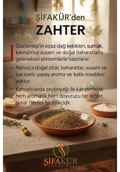 Şifakür Kahvaltılık Zahter Gaziantep Usulü Ev Yapımı Doğal Baharat 500g
