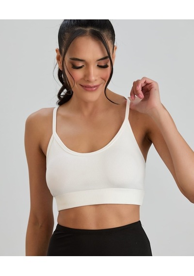Aurafit Fitilli U Yaka İp Askılı Basic Büstiyer/croptop - 9027 Beyaz