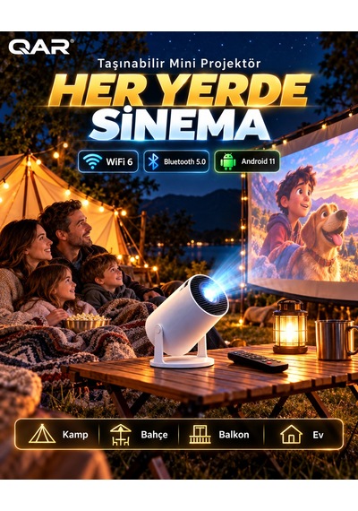Led Multimedya Projeksiyon Cihazı Hdmı Usb Girişli Yüksek Parlaklık Kaplamalı Lens Ev Sineması Taşınabilir Projektör Full Hd Destekli