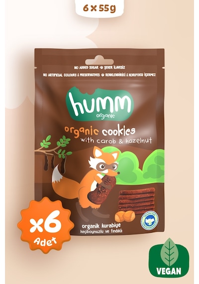 Humm Organik Keçiboynuzlu Fındıklı Vegan Kurabiye 6 x 55 G