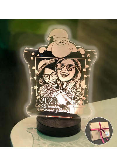 Yılbaşı Hediyesi Kişiye Özel Dikdörtgen Kardan Adam 3d Led Gece L