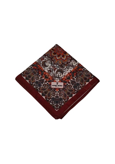 Mim Eşarp Prime Pamuk Etnik Desenli Eşarp 90x90 Cm Acı Kahve
