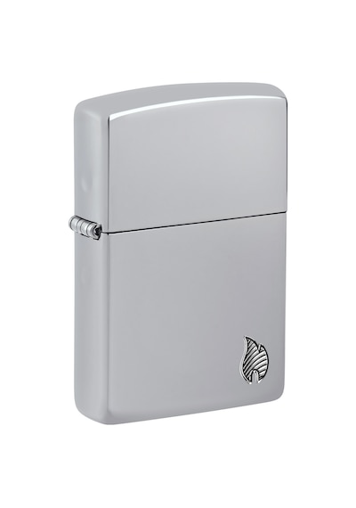 Zippo Armor Flame Dizayn Çakmak - High Polish Chrome Gri