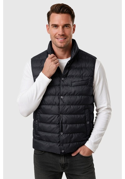 Rizzup Erkek Slim Fit Su Ve Rüzgar Geçirmez Lacivert Şişme Yelek Dik Yaka Çıtçıtlı 2701708