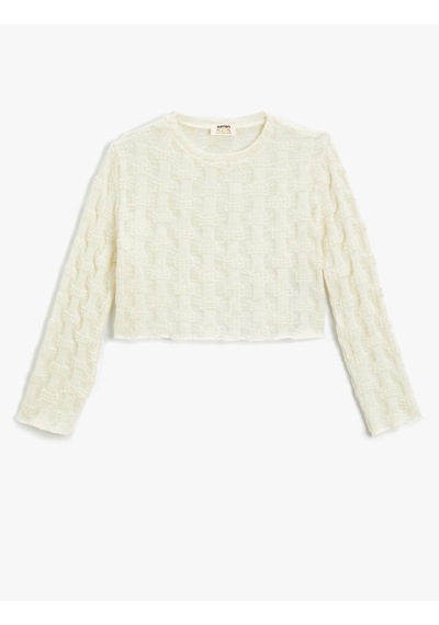 Koton Crop Sweatshirt Bisiklet Yaka Uzun Kollu Ekru 5wkg10103ak Ekru Koton Crop Sweatshirt Bisiklet Yaka Uzun Kollu Ekru 5wkg10103ak Ekru