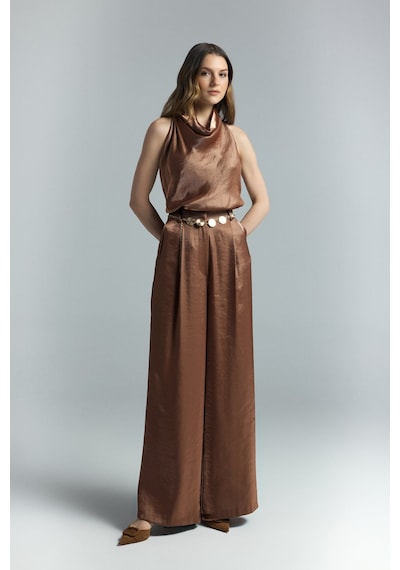 Sateen Aura Pantolon - Kahve-137307