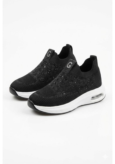 Guja 26y302-1 Rahat Air Taban Taşlı Tekstil Bağcıksız Spor Sneaker Kadın Ayakkabı Siyah