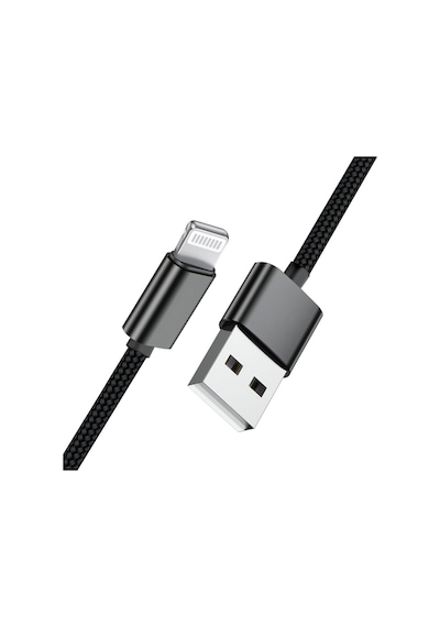 Deji Apple iPhone Uyumlu USB To Lightning 6 6S 7 8 X XS XR 11 12 13 14 Pro Max Plus Örgülü Hızlı Şarj Kablosu Siyah