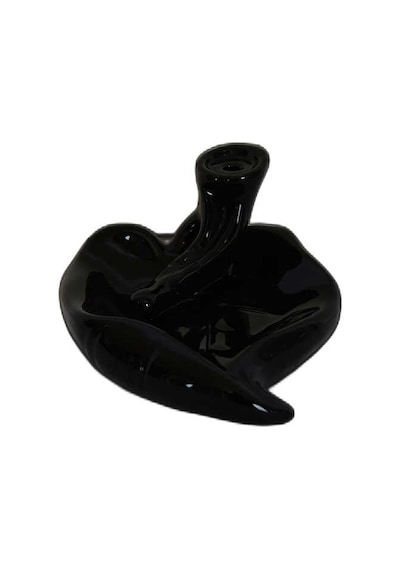 Geri Akış Buhurdanlık Tütsülük Seramik Kalp Siyah Backflow C0888