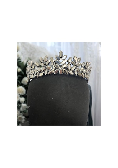 Kristal Taşlı Zarif Gelin,kına,nişan,söz,after,bride,party Taç Antrasit - 707821550 Antrasit