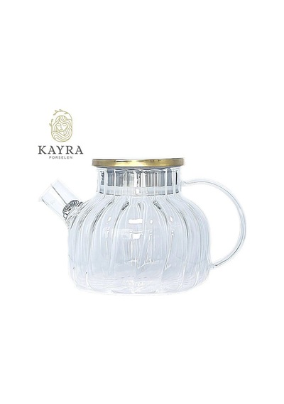 Northcity Çelik Kapaklı Borosilikat Dilimli Model Süzgeçli Cam Demlik Bitki Çayları 1000 Ml Royaleks-cm-2001