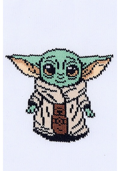 Kadın Pamuklu Özel Desenli Dikişsiz Yumuşak Dokulu Terletmez Rahat Esnek Soket Çorap Beyaz-yoda