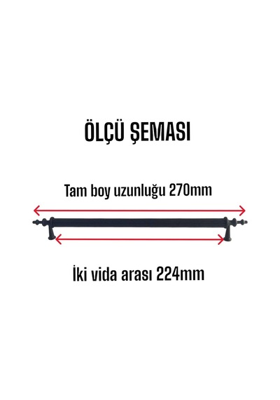 Glaswen 5 Adet Erciyes Kulp Siyah 224 Mm Kulp Mobilya Mutfak Dolabı Çekmece Dolap Kapak Kulpu Kulbu Metal Kulpları Diğer