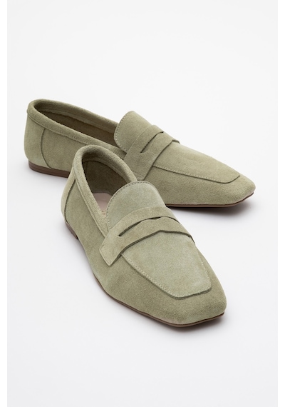 Luvishoes Luvi Shoes Morne Yeşil Süet Hakiki Deri Kadın Loafer Ayakkabı Yeşil Süet Yeşil