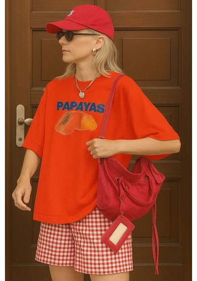 Papayas Baskılı Unisex Tshırt Turuncu
