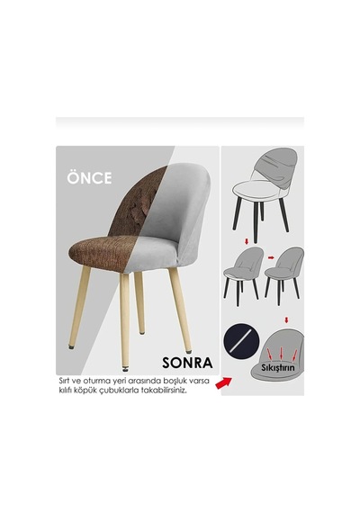 Mutfak Sandalye Kılıfı Büyük Oval Likralı Yıkanabilir, Streç,lastikli Bambu Sandalye Örtüsü 1 Adet Krem - 797602323 Krem