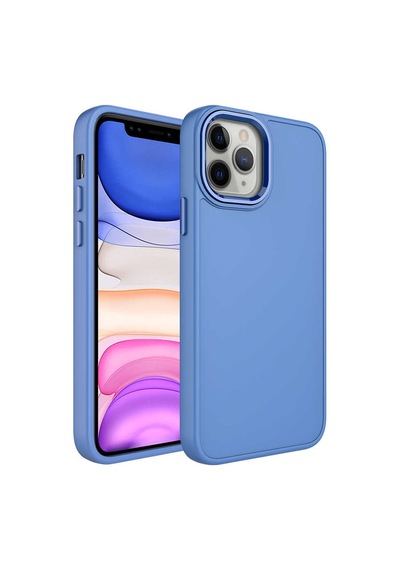Goocamp Apple Uyumlu iPhone 12 Pro Max Metal Çerçeve Ve Buton Tasarımlı Silikon Luna Kılıf Lavendery Gray