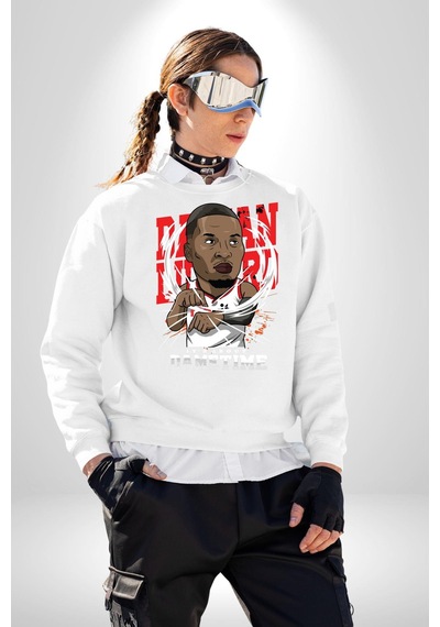 Basketbol Oyun Zamanı Unisex Beyaz Sweatshirt Beyaz