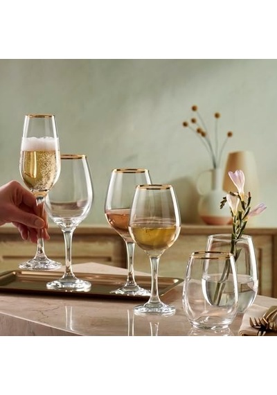Touch Golden Touch Şarap Kadehı 295 Cc D 6&apos Lı Hediyelik Kutu Açık Mavi