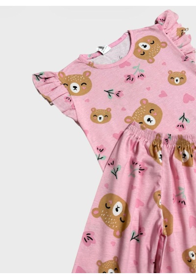 Aliş Kids Kız Çocuk Pamuklu Pembe Ayıcık Kalp Desenli Kolları Fırfırlı Kısa Kollu Şortlu Yazlık Pijama Takımı Aliş Kids Kız Çocuk Pamuklu Pembe Ayıcık Kalp Desenli Kolları Fırfırlı Kısa Kollu Şortlu Yazlık Pijama Takımı