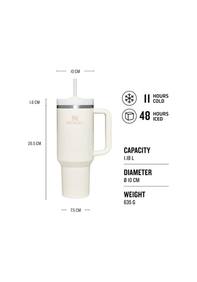 Quencher H2.0 Flowstate Pipetli Termos Bardak 1.18 Litre - Krem Paslanmaz Çelik Çok Renkli