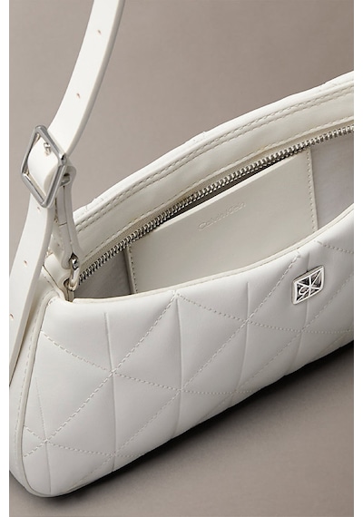 Calvin Klein Kadın Quilted Small Omuz Çantası - Beyaz-15736 Lily White