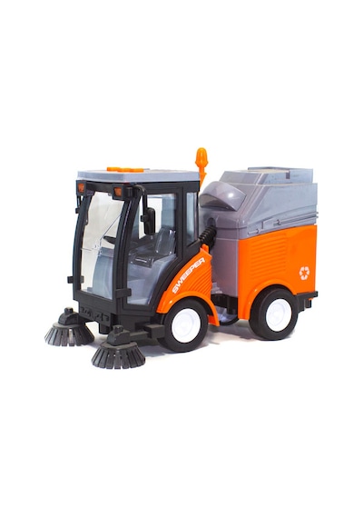 1:16 Sürtmeli Işıklı Ve Sesli Oyuncak Sokak Süpürme Aracı - Şehir Temizlik Çöp Kamyonu 20 Cm