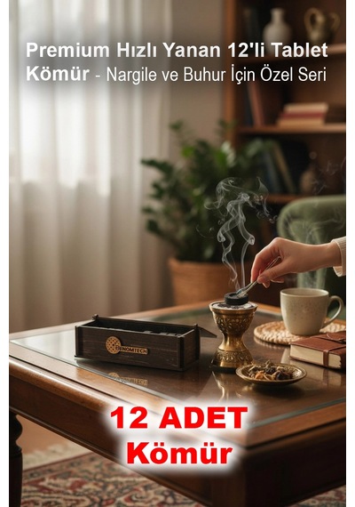 Premium Hızlı Yanan 12'li Tablet Kömür - Nargile Ve Buhur İçin Özel Seri