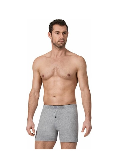 2 Adet Gri Renk Düğmeli Penye Boxer Gri