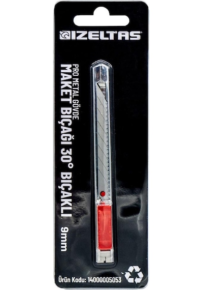 İzeltaş Pro Metal Gövde Dar Maket Bıçağı 30 Açılı 9 Mm