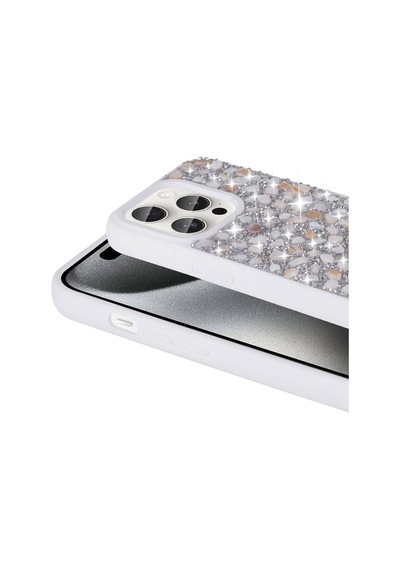 Apple Uyumlu iPhone 15 Pro Max Kılıf Parlak Taşlı Tasarım Zore Linea Diamond Kapak Light Green
