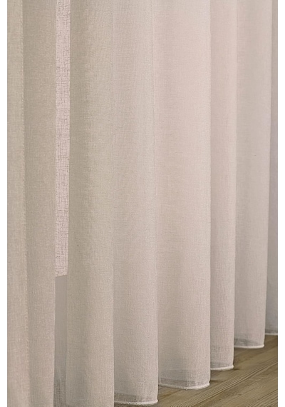 Lexroo Fabric Design Folded Bej Keten Plus Tül Perde 150 X 260