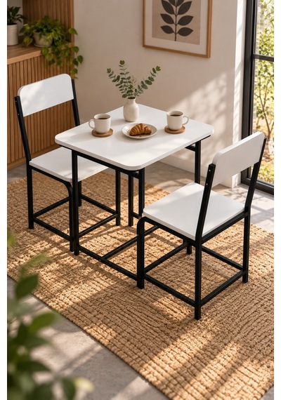 Sulorahome Mutfak Masası Ve 2 Sandalye Takımı Suntalam Beyaz 72x52