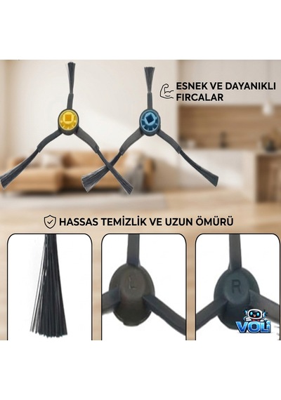 Fakir Rs 770, Midea M7 ,m8+ Ve Samsung Uyumlu Vr7700bm İçin Yan Fırça 2 Adet